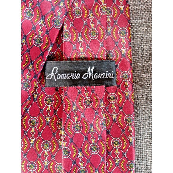 Tie 70s 80s 90s Y2K Mens Romario Manzini Red Yellow Blue 3.75 Wide 58 Long - Picture 5 of 5